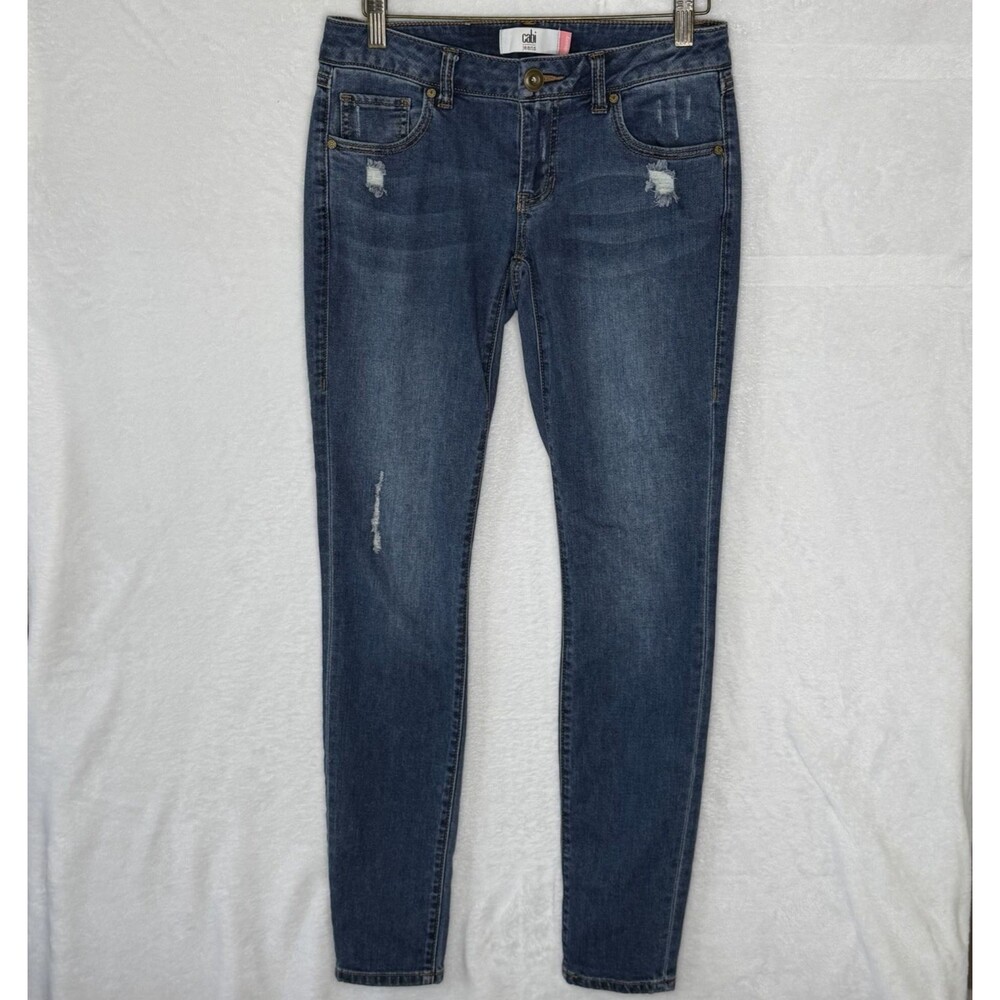 Cabi Womens Skinny Jeans Size 2 Blue Dark Wash‎ Style 5087 Stretch Distressed